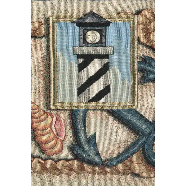 Light House and Sea Shells Small Blue Tassel North America table mat