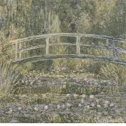 Monet's Bridge At Giverny III Belgian Cushion Cover - 13 in. x 13 in. Cotton/Viscose/Polyester by Claude Monet | Close Up 1