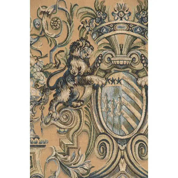 Heraldic Taupe Belgian Tapestry Wall Hanging Crest & Coat of Arm Tapestries