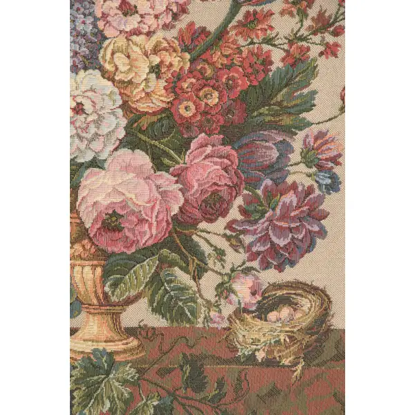 Brussels Bouquet Creme Belgian Tapestry Wall Hanging - 26 in. x 30 in. Cotton by Jan Baptist Vrients | Close Up 1