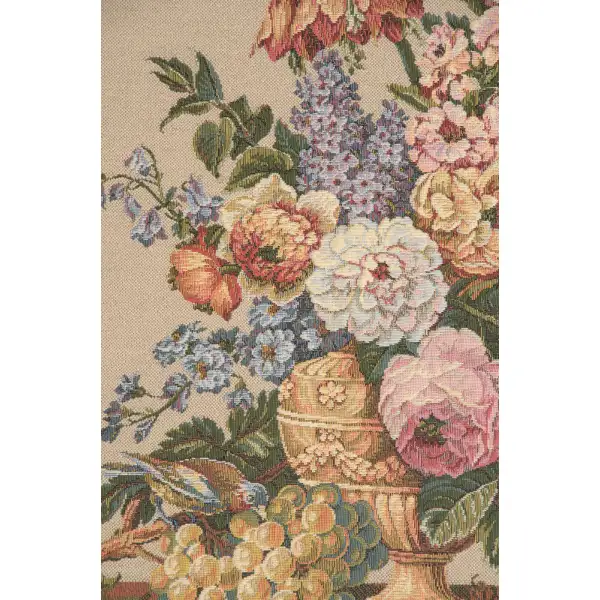 Brussels Bouquet Creme Belgian Tapestry Wall Hanging - 26 in. x 30 in. Cotton by Jan Baptist Vrients | Close Up 2
