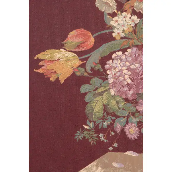 Elegant Masterpiece Wine Square Belgian Tapestry Wall Hanging Floral & Still Life Tapestries