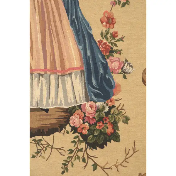 A Lady Waiting Belgian Tapestry Wall Hanging People