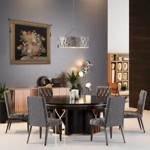 Elegant Floral  Masterpiece Black Belgian Tapestry Wall Hanging