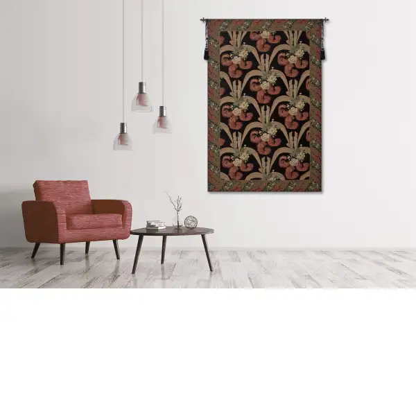 Elegant Floral Scroll Belgian Tapestry Wall Hanging Art Tapestry