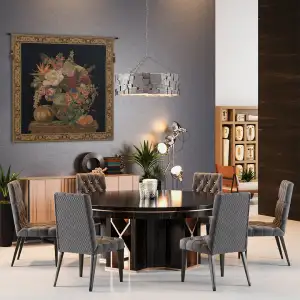 Fragrant Pedestal Black Belgian Tapestry Wall Hanging