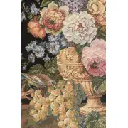 Brussels Bouquet Small Black Belgian Tapestry Wall Hanging - 26 in. x 30 in. Cotton by Jan Brueghel de Velours | Close Up 1