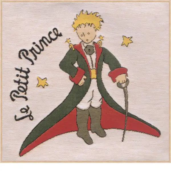 The Little Prince In Costume Small Belgian Cushion Cover - 14 in. x 14 in. Cotton/Viscose/Polyester by Antoine de Saint-Exupery | Close Up 1