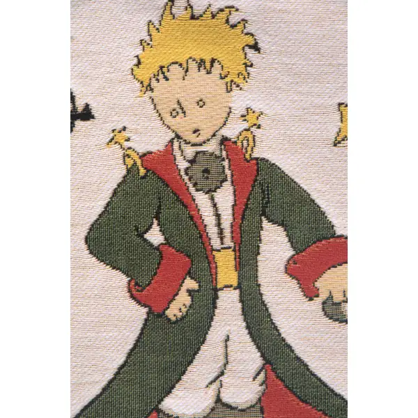 The Little Prince In Costume Small Belgian Cushion Cover - 14 in. x 14 in. Cotton/Viscose/Polyester by Antoine de Saint-Exupery | Close Up 2