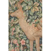 C Charlotte Home Furnishings Inc Two Does in A Forest Small French Tapestry Cushion - 14 in. x 14 in. Cotton by William Morris | Close Up 2