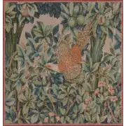 C Charlotte Home Furnishings Inc A Pheasant in A Forest Small French Tapestry Cushion - 14 in. x 14 in. Cotton by William Morris | Close Up 1