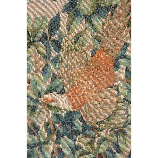C Charlotte Home Furnishings Inc A Pheasant in A Forest Small French Tapestry Cushion - 14 in. x 14 in. Cotton by William Morris | Close Up 2