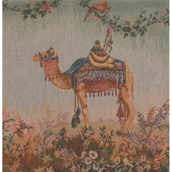 Camel Small Cushion - 14 in. x 14 in. Cotton by Jean-Baptiste Huet | Close Up 1