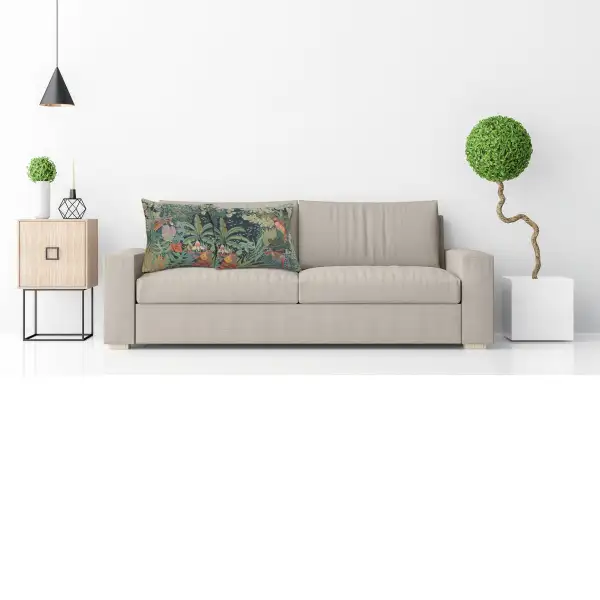 Jungle and Three Birds Cushion | Life Style 1