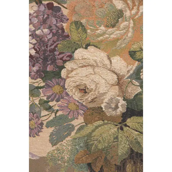 Elegant Masterpiece Beige Belgian Tapestry Wall Hanging Floral & Still Life Tapestries
