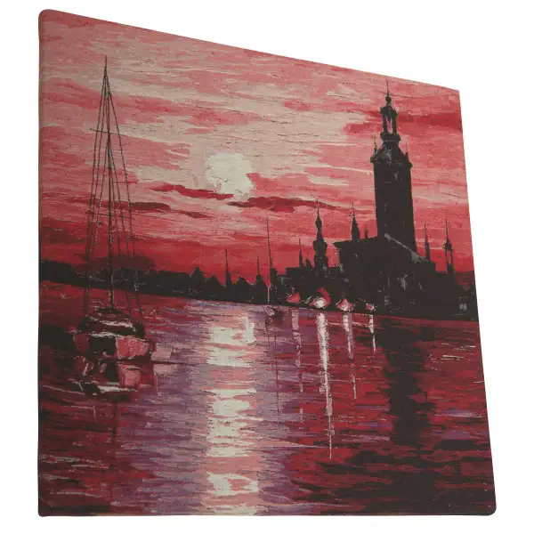 Town on Horizon  Wall Tapestry Stretched