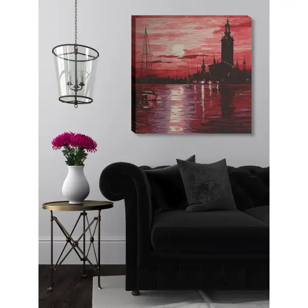 Town on Horizon modern tapestry stretched