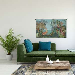 Paysage Heron Lac Foret French Tapestry
