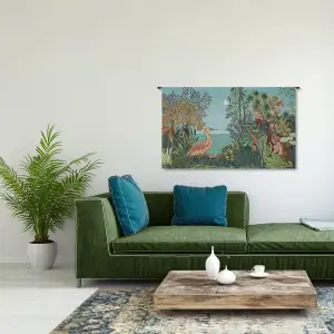 Paysage Heron Lac Foret French Wall Tapestry