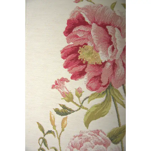 Charlotte Home Furnishing Inc. France Table Runner - 19 in. x 71 in. | Peonies White French Table Mat