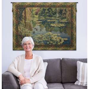 Lake Giverny Classic Border w/Ducks Belgian Tapestry Wall Hanging