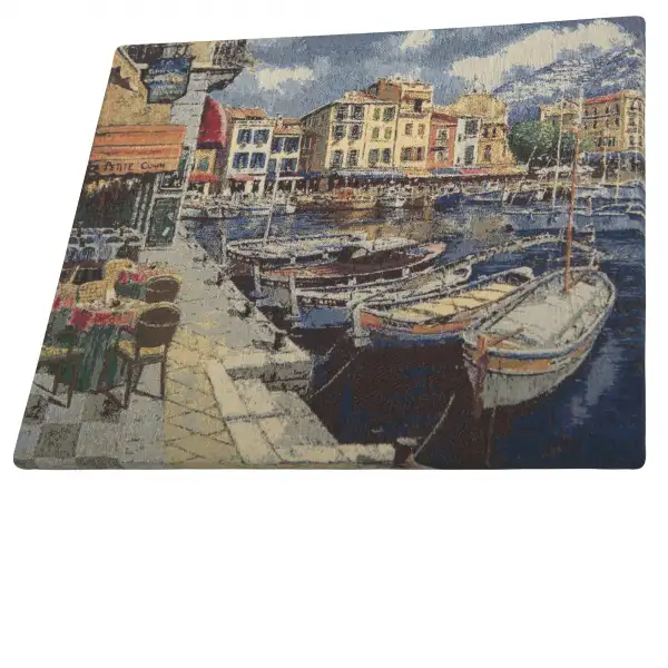 Tranquil Harbor View  Wall Tapestry Stretched