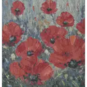Poppies in Blue Couch Pillow | Close Up 1