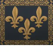 Fleur De Lys III Blue Belgian Cushion Cover - 18 in. x 18 in. Cotton/Viscose/Polyester by Charlotte Home Furnishings | Close Up 1