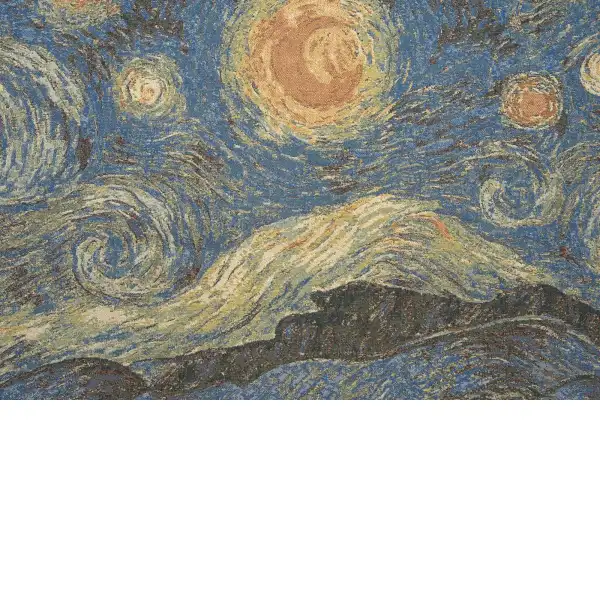 Starry Night II European Tapestries - 26 in. x 18 in. Cotton/Polyester/Viscose by Vincent Van Gogh | Close Up 2