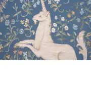 Licorne Fleuri Blue Cushion - 19 in. x 19 in. Cotton by Charlotte Home Furnishings | Close Up 2