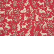 Mille Fleurs And Little Animals Red Cushion - 14 in. x 14 in. Cotton by Charlotte Home Furnishings | Close Up 2