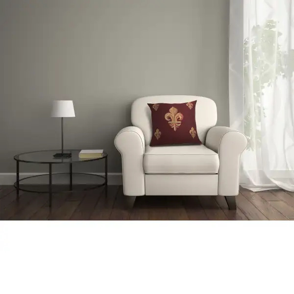 Five Fleur de Lys Red CushionTapestry Cushions