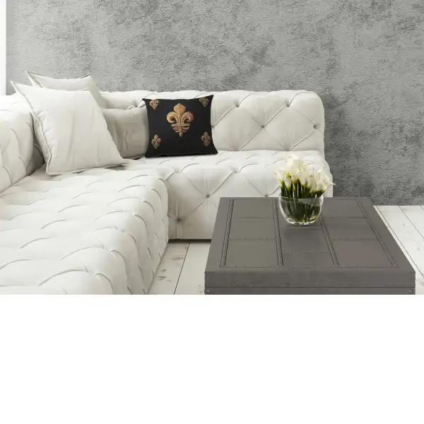 Five Fleur de Lys Black Cushion | Life Style 1
