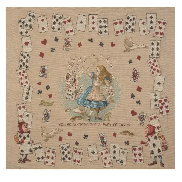 The Pack Of Cards Alice In Wonderland Cushion - 19 in. x 19 in. Cotton/Polyester/Viscose by John Tenniel | Close Up 1