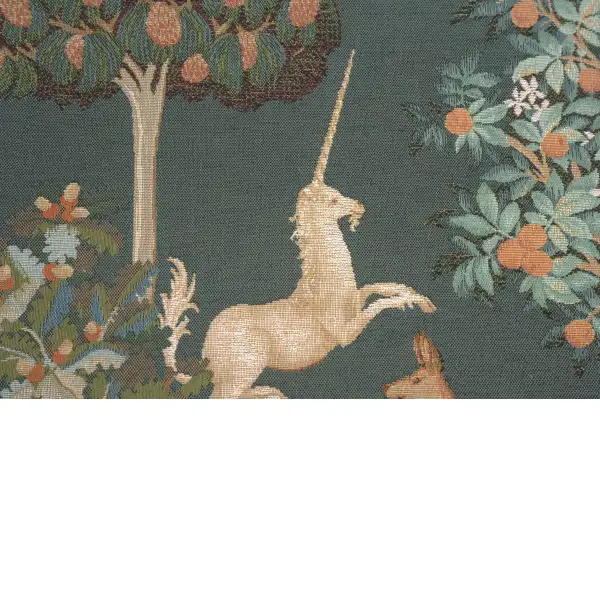 Unicorn and Does Forest Blue Cushion | Close Up 2
