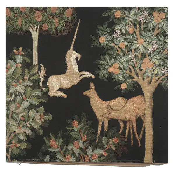 Unicorn and Does Forest Black european pillows