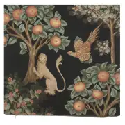 Lion and Pheasant Forest Black Cushion | Close Up 1