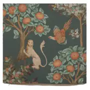 Lion and Pheasant Forest Blue Cushion | Close Up 1