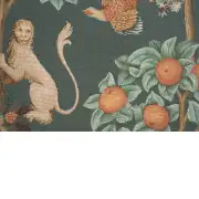 Lion and Pheasant Forest Blue Cushion | Close Up 4
