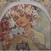 Flower by Mucha Couch Pillow | Close Up 1