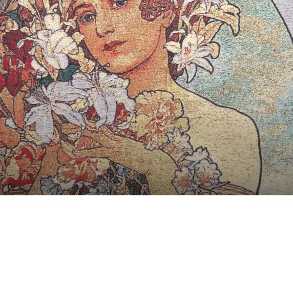 Flower by Mucha Couch Pillow | Close Up 2