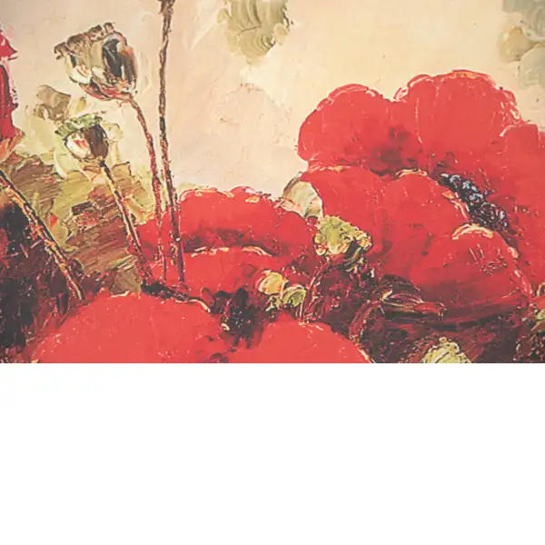 Garden Red Poppies Poly Printed Fine Art Tapestry