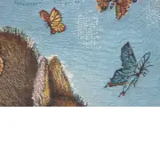 Bunny and Buterflies Belgian Tapestry Cushion | Close Up 3