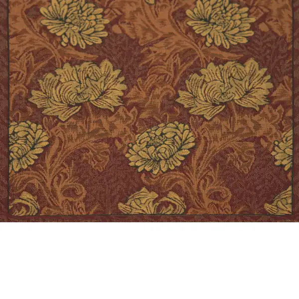 Chrysanthemum Brown Belgian Cushion Cover - 16 in. x 16 in. Cotton/Viscose/Polyester by William Morris | Close Up 2