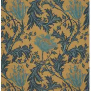 Anemone Blue Gold Belgian Cushion Cover - 16 in. x 16 in. Cotton/Viscose/Polyester by William Morris | Close Up 1