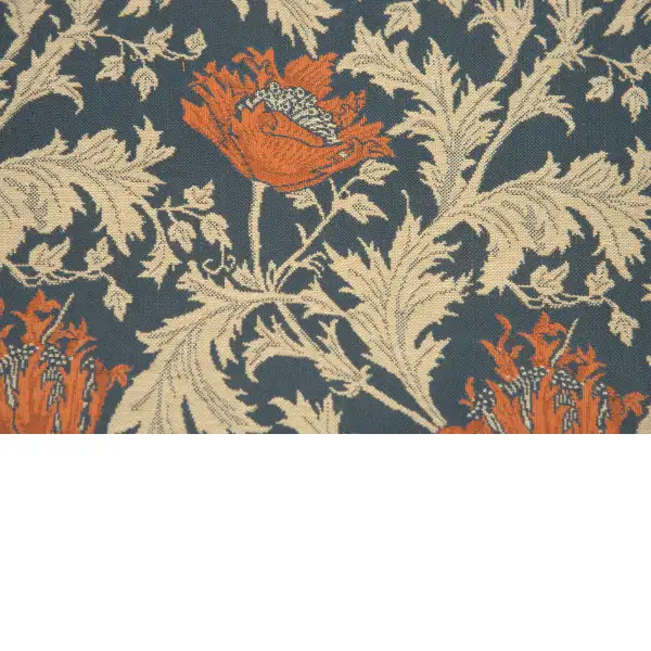 Anemone Blue Rust Belgian Cushion Cover - 16 in. x 16 in. Cotton/Viscose/Polyester by William Morris | Close Up 1
