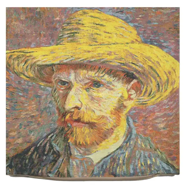 Van Gogh's Self Portrait with Straw Hat Large Belgian Cushion CoverCouch Pillows