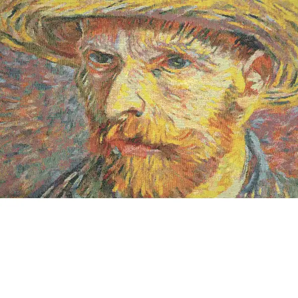 Van Gogh's Self Portrait with Straw Hat Large tapestry pillows