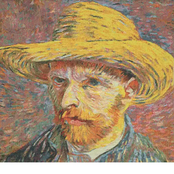 Van Gogh's Self Portrait with Straw Hat Small european pillows