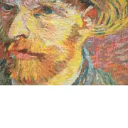 Van Gogh's Self Portrait With Straw Hat Small Belgian Cushion Cover - 14 in. x 14 in. Cotton/Viscose/Polyester by Vincent Van Gogh | Close Up 2